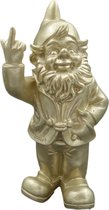 Stoobz kabouter fuck you goud - kabouter met middelvinger - 20 cm groot - kabouter FY - tuinkabouter - stoute kabouter