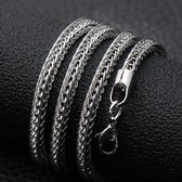 Vossenstaart Ketting - Zilver Kleurig - 3mm - Zeer Elegant - Staal - Armband Heren - Armband Dames - Valentijnsdag voor Mannen - Valentijn Cadeautje voor Hem - Valentijn Cadeautje