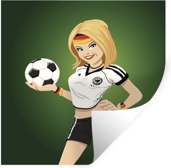Muurstickers - Een illustratie van een meisje met Duitse kleding en een  voetbal - | bol.com