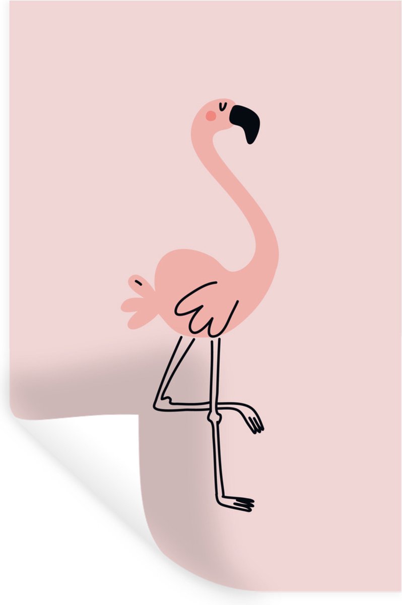 Muurstickers - Sticker Folie - Flamingo - Roze - Illustratie - Handgemaakt - Kinderen - Me