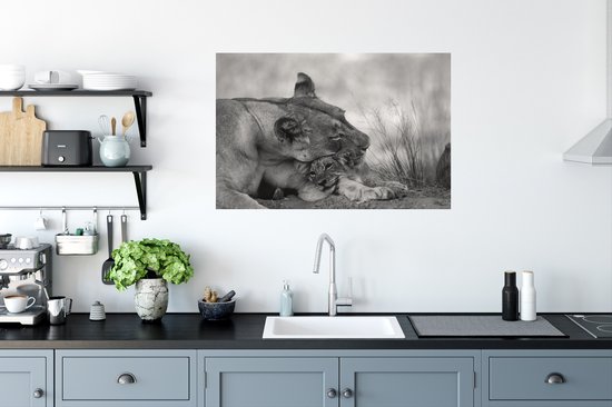 Stickers Stickers muraux - Lionne - Cub - Zwart - 90x60 cm - Feuille adhésive