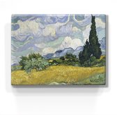 Korenveld met cipressen - Vincent van Gogh - 26 x 19,5 cm - Niet van echt te onderscheiden houten schilderijtje - Mooier dan een schilderij op canvas - Laqueprint.