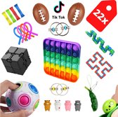 Fidget toys - Fidget toys pakket  - 22 stuks - Fidget cube - stressbal- tangle- black friday-  kerst cadeau- Sinterklaas- fidget toy goedkoop - simple dimple - Pop It  - Fidgets - Pea popper 