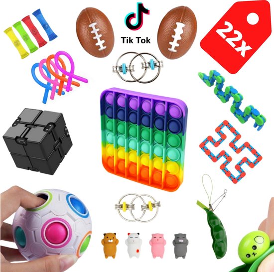 Fidget toys - Fidget toys pakket - 22 stuks - Fidget cube stressbal- tangle- | bol.com