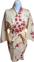 Originele - Japanse - Kimono - Kersenbloesem - Beige - Katoen - Kort - (Maat zie productomschrijving !)