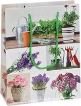 6 Cadeautasjes / Geschenktasjes - Tuin-thema met bloemen en planten - Afmeting: 18 x 23 x 8 cm