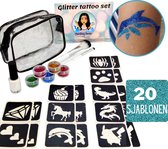 Glitter Tattoo Complete Set voor Kinderen - 20 sjablonen