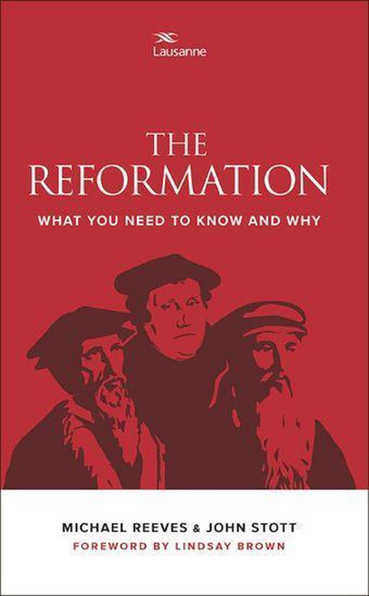 Boekomslag 'The Reformation' met rode achtergrond en drie portretten van mannen.