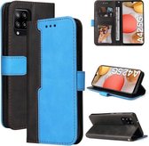 Voor Samsung Galaxy A42 5G Zakelijke Stiksels-Kleur Horizontale Flip PU Lederen Case met Houder & Kaartsleuven & Fotolijst (Blauw)