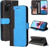 Voor Xiaomi Redmi Note 10 4G Zakelijke Stiksels-Kleur Horizontale Flip PU Lederen Case met Houder & Kaartsleuven & Fotolijst (Blauw)