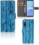 Magnet Case Sony Xperia 10 III Telefoonhoesje Wood Blue