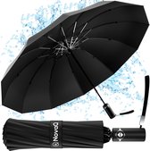 NovaQ stormparaplu - Paraplu - Opvouwbaar - Zwart - Automatisch - Tot 100km p/u Windproof - 110 cm