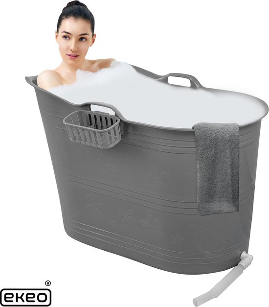 EKEO Zitbad 210L Mobiele badkuip Bath Bucket Ijsbad Tuinbad Grijs