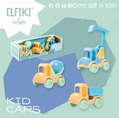 ELFIKI Kid Cars - Set van 3 Bouwvoertuigen - Betonmolen - Kiepwagen - Kraanwagen - Auto Strandset voor Jongens en Meisjes - Duurzaam speelgoed - Kinderspeelgoed 1 Jaar - Zandbak sp