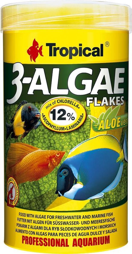 Foto: Tropical 3 algen vlokvoer 250ml aquarium visvoer vlokvoer