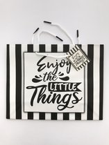 4 Cadeautasjes / Geschenktasjes - Enjoy the little Things - Zwart/Wit - Afmeting: 23 x 18 x 8 cm