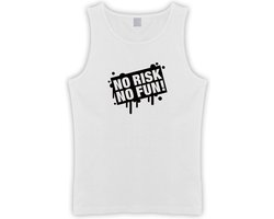 Witte Tanktop met  " No Risk No Fun " print Zwart size L