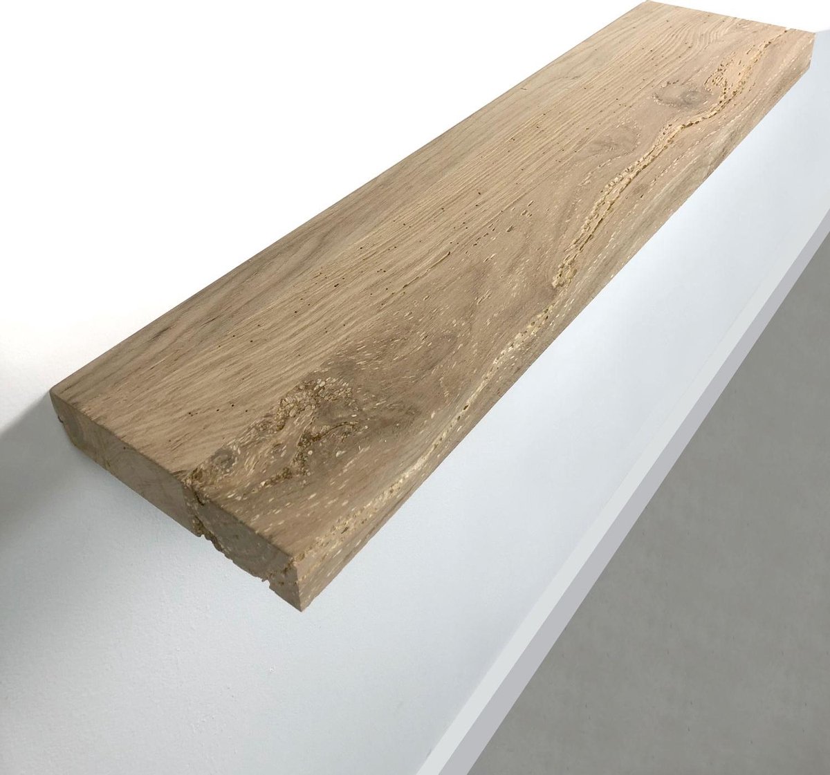 Wandplank zwevend oud eiken recht 60 x 20 cm Eikenhouten wandplank