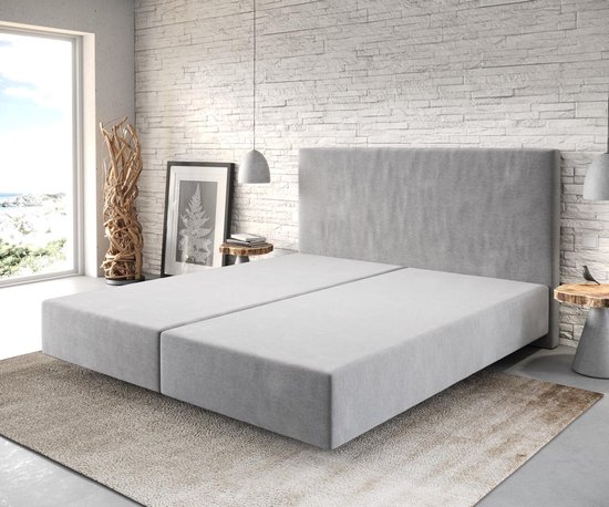 Boxspring frame Dream-Well Grijs 180x200 cm Mikrofaser Beddengoed