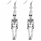 Oorbellen skelet- Zilveren oorbelhaken-Hanger metaal- Zilverkleur-Charme Bijoux