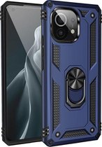 Mobigear Armor Ring Hardcase Hoesje - Geschikt voor Xiaomi Mi 11 - Blauw