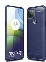 Motorola Moto G9 Power Hoesje - Mobigear - Brushed Slim Serie - TPU Backcover - Blauw - Hoesje Geschikt Voor Motorola Moto G9 Power