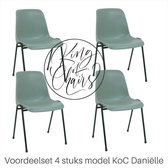 King of Chairs -set van 4- model KoC Daniëlle lichtgrijs met zwart onderstel. Stapelstoel kantinestoel kuipstoel vergaderstoel tuinstoel kantine stoel stapel stoel kantinestoelen s