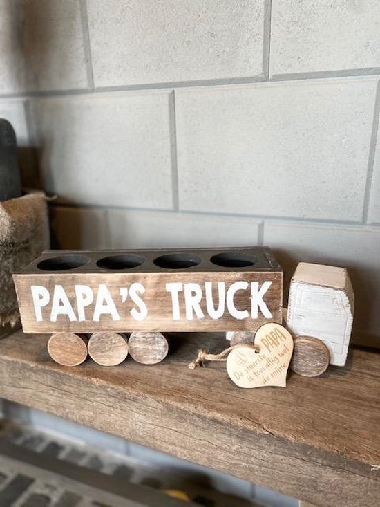 Papa's truck + houten hartje De stoerste papa / vrachtwagen / bier / vaderdag / vaderdag cadeau / opa / verjaardag