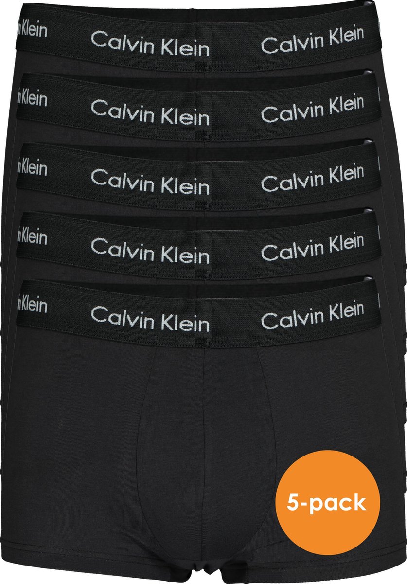 Calvin Klein Low Rise Trunks (5-pack) - lage korte boxers - zwart met zwarte tailleband - Maat: M