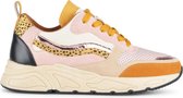 PS Poelman Dames - CAROCEL Imitatie Leren Suède PU Runner Sneakers met Beige Profielzool - Beige Roze - Maat 41