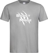 Grijs T shirt met  " Beast Mode " print Wit size XXXL