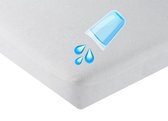 Matras imperméable Topperbeschermer- Hoeslaken- Molton de 100% coton -Antibacteriëel-Around Elastiek- Wit-2Persoons-140x200-Angle Hauteur 15 cm