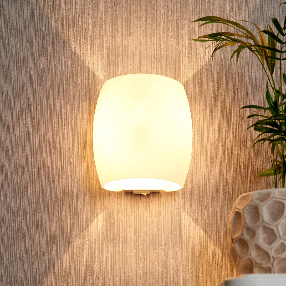 Lucande - wandlamp - 1licht - glas, metaal - H: 16 cm - G9 - wit