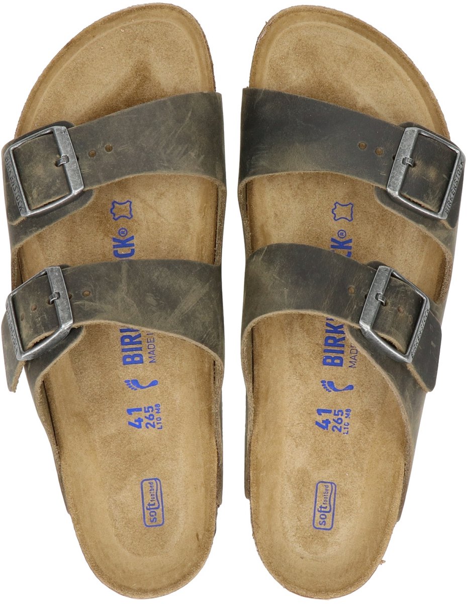 Birkenstock Arizona FL WB Faded Narrow Heren Slippers Groen