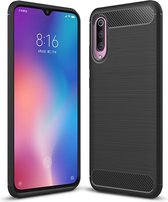 Xiaomi Mi 9 Hoesje - Mobigear - Brushed Serie - TPU Backcover - Zwart - Hoesje Geschikt Voor Xiaomi Mi 9