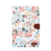 Samsung Galaxy Tab S4 10.5 Hoes - Mobigear - Design Serie - Kunstlederen Bookcase - Witte bloemen - Hoes Geschikt Voor Samsung Galaxy Tab S4 10.5