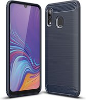 Mobigear Hoesje geschikt voor Samsung Galaxy A40 Telefoonhoesje Flexibel TPU | Mobigear Brushed Slim Backcover | Galaxy A40 Case | Back Cover - Marineblauw