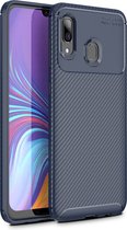 Samsung Galaxy A40 Hoesje - Mobigear - Racing Serie - TPU Backcover - Blauw - Hoesje Geschikt Voor Samsung Galaxy A40