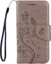 Mobigear Bloemen Bookcase Hoesje - Geschikt voor Samsung Galaxy A3 (2017) - Grijs