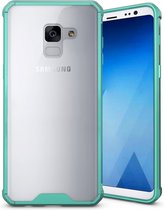 Mobigear Crystal Hardcase voor de Samsung Galaxy A8 (2018) - Transparant / Turquoise