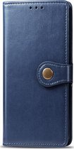 Sony Xperia 5 Hoesje - Mobigear - Snap Button Serie - Kunstlederen Bookcase - Blauw - Hoesje Geschikt Voor Sony Xperia 5