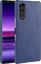 Sony Xperia 5 Hoesje - Mobigear - Croco Serie - Hard Kunststof Backcover - Blauw - Hoesje Geschikt Voor Sony Xperia 5