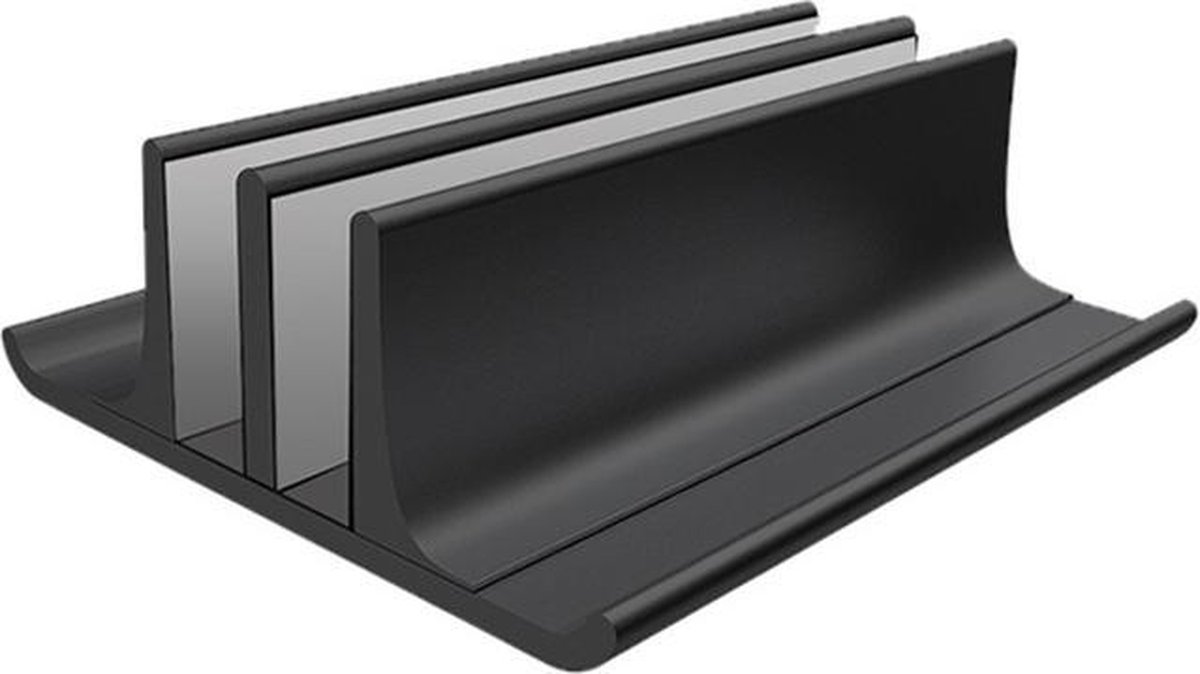 Mobigear Aluminium Vertical Double Laptop Standaard - Zwart