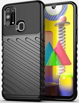 Samsung Galaxy M31 Hoesje - Mobigear - Groove Serie - TPU Backcover - Zwart - Hoesje Geschikt Voor Samsung Galaxy M31