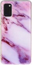 Samsung Galaxy A41 Hoesje - Mobigear - Marble Serie - TPU Backcover - Paars - Hoesje Geschikt Voor Samsung Galaxy A41