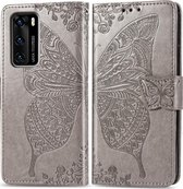 Huawei P40 Hoesje - Mobigear - Butterfly Serie - Kunstlederen Bookcase - Grijs - Hoesje Geschikt Voor Huawei P40