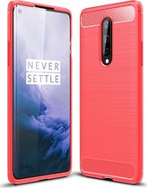 Mobigear Brushed TPU Backcover Geschikt voor OnePlus 8 - Rood