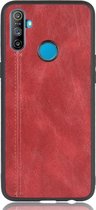 Mobigear Stitch Telefoonhoesje geschikt voor Realme C3 Hoesje Backcover - Rood