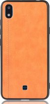 LG K20 (2019) Hoesje - Mobigear - Stitch Serie - Kunstlederen Backcover - Oranje - Hoesje Geschikt Voor LG K20 (2019)