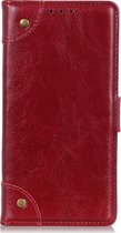 Mobigear Telefoonhoesje geschikt voor LG K40s Hoesje | Mobigear Ranch Bookcase Portemonnee | Pasjeshouder voor 3 Pasjes | Telefoonhoesje voor Pinpas / OV Kaart / Rijbewijs - Bordeaux Rood